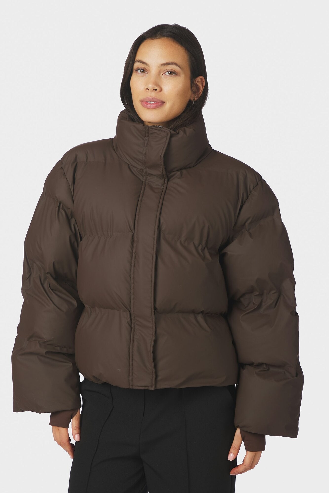 Rhea C Puffer dunjakke – Dark Brown